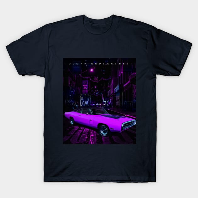 Classic Car in The Purple City T-Shirt by Alkahfsmart